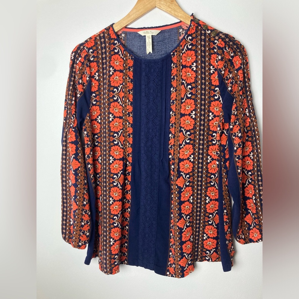 💜 Matilda Jane Women’s Orange & Blue Size Medium Long Sleeve Top